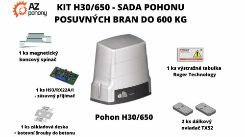 KIT H30/650 - sada pohonu s magnetickými spínači pro posuvnou bránu do 600 kg